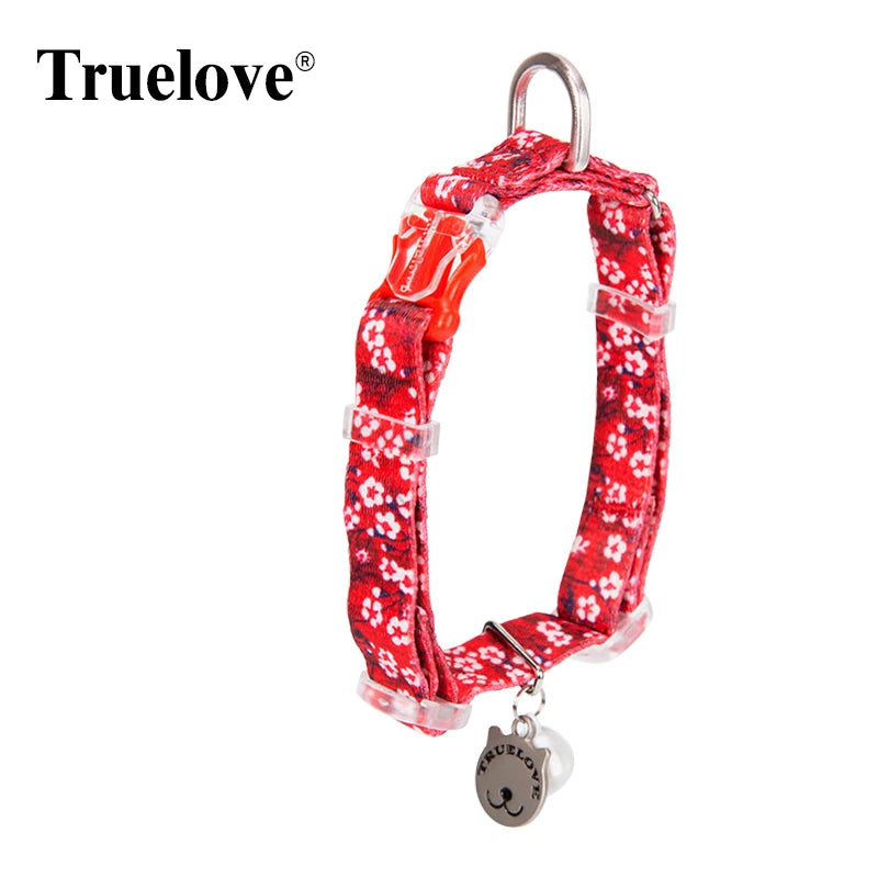 Truelove Cat Floral Collar with Bell and Kitten Nameplate