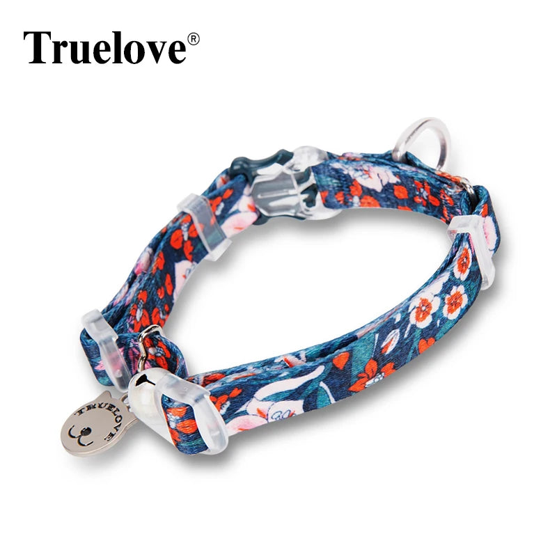 Truelove Cat Floral Collar with Bell and Kitten Nameplate