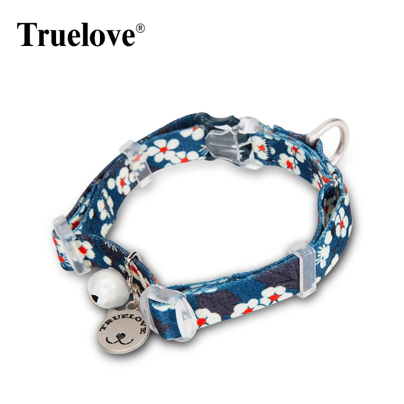 Truelove Cat Floral Collar with Bell and Kitten Nameplate