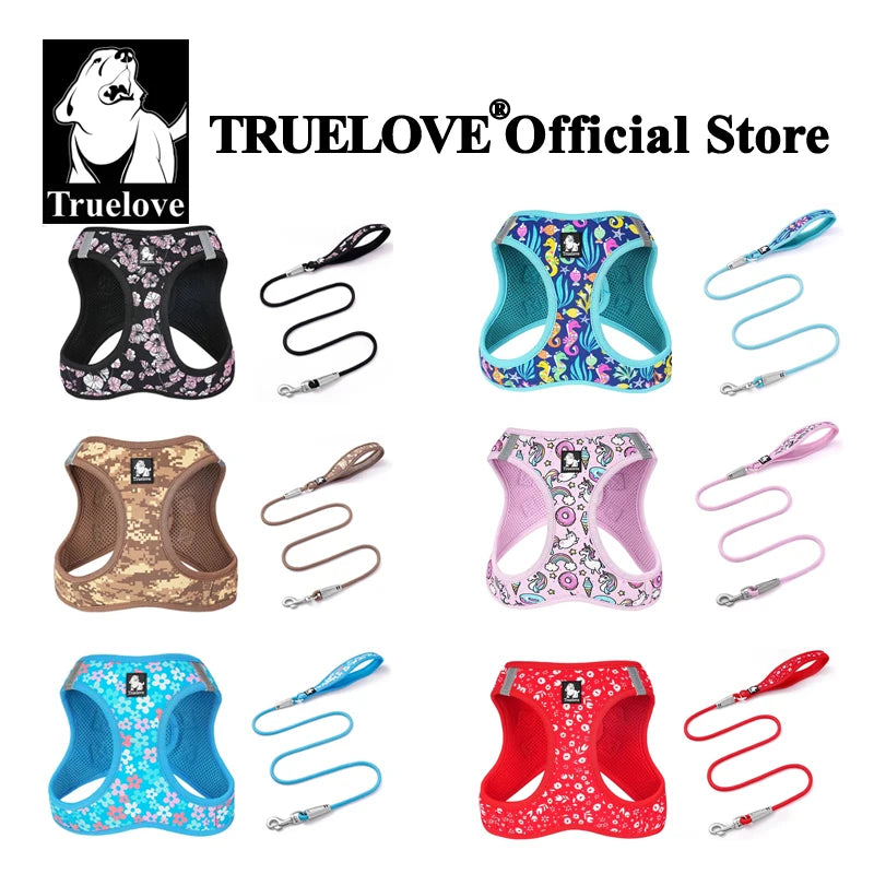 Truelove Floral Mesh Pet Harness & Leash Set