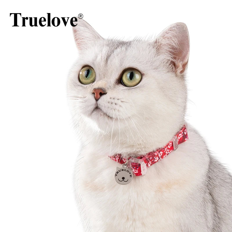 Truelove Cat Floral Collar with Bell and Kitten Nameplate