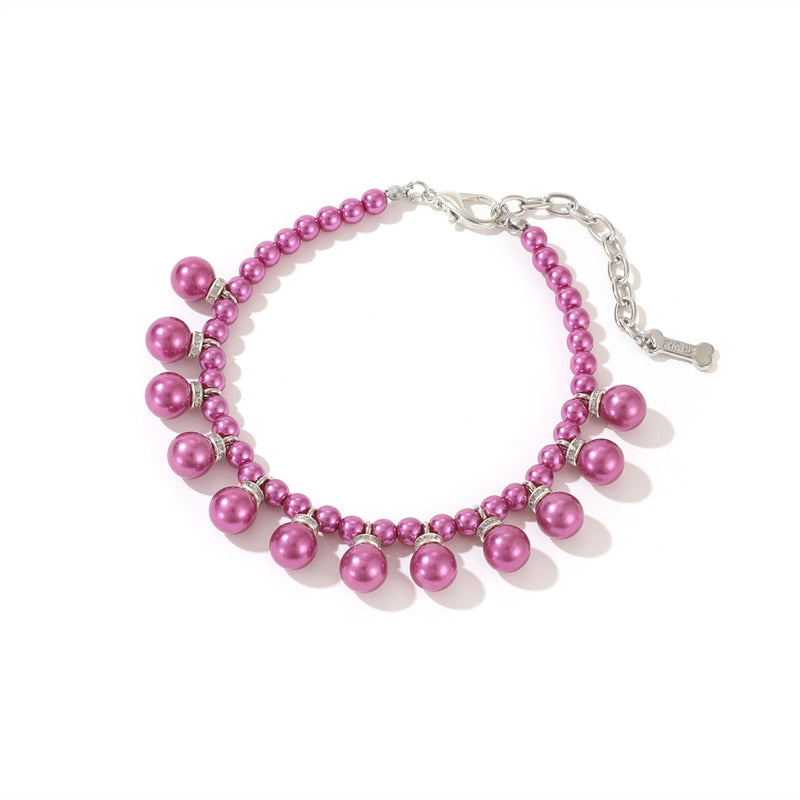 Pet Pearl Necklace with Rhinestone Accents