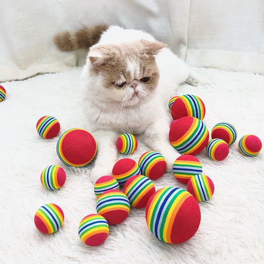 Rainbow Cat Toy Balls - 10 Pcs